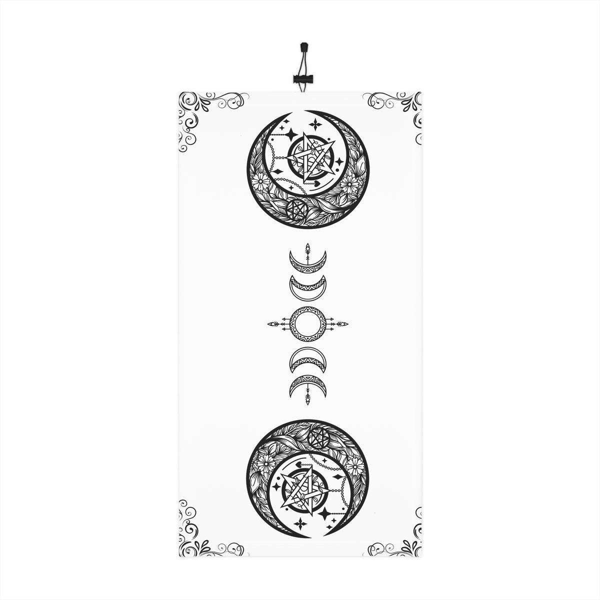 Mystic Moon Winter Neck Gaiter — Celestial Moon & Phaseshift Drawstring Scarf