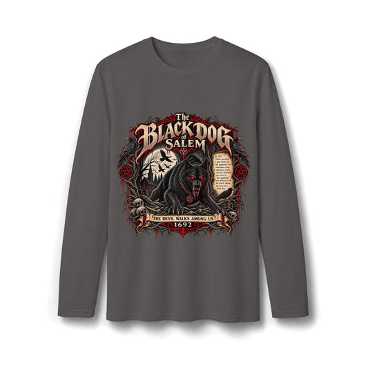 The Black Dog of Salem 1692 | Men's Gothic Long Sleeve Shirt.