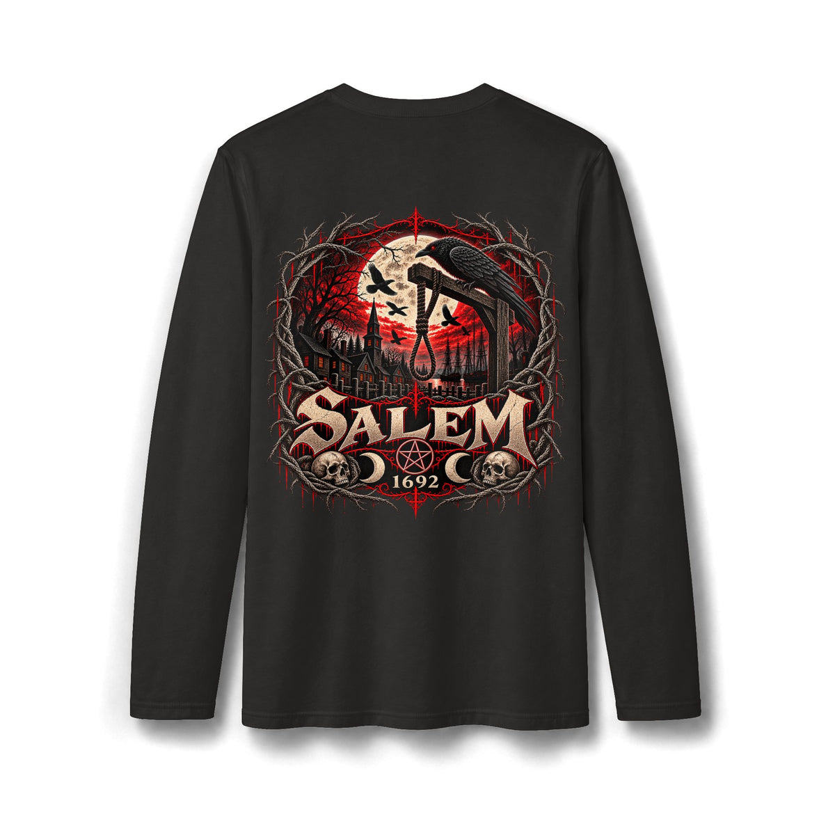 The Black Dog of Salem 1692 | Men's Gothic Long Sleeve Shirt.