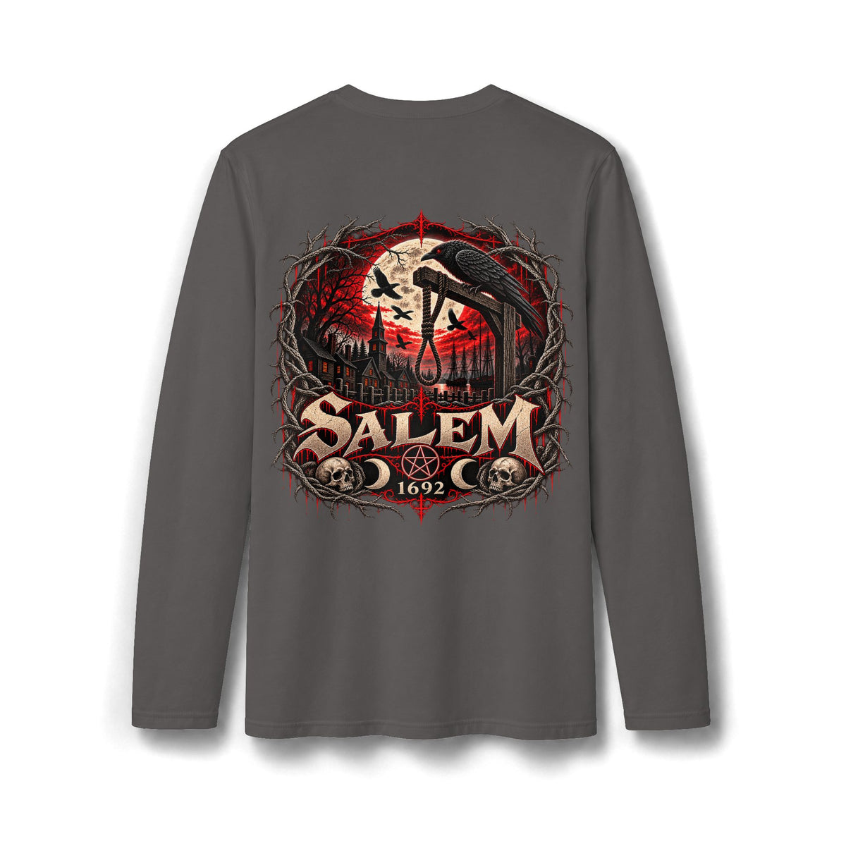 The Black Dog of Salem 1692 | Men's Gothic Long Sleeve Shirt.