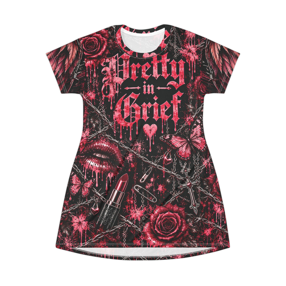“Pretty in Grief | Gothic T-Shirt Dress”